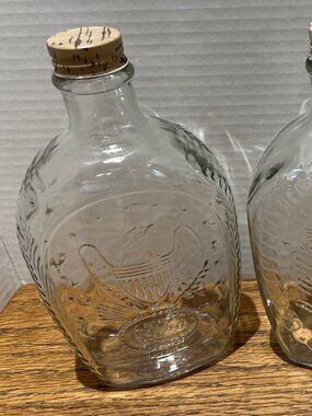 Set of 3 USA Bicentennial Log Cabin Maple Syrup Bottles (Vintage 1976)